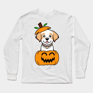 Funny Happy Dog is in a pumpkin Long Sleeve T-Shirt